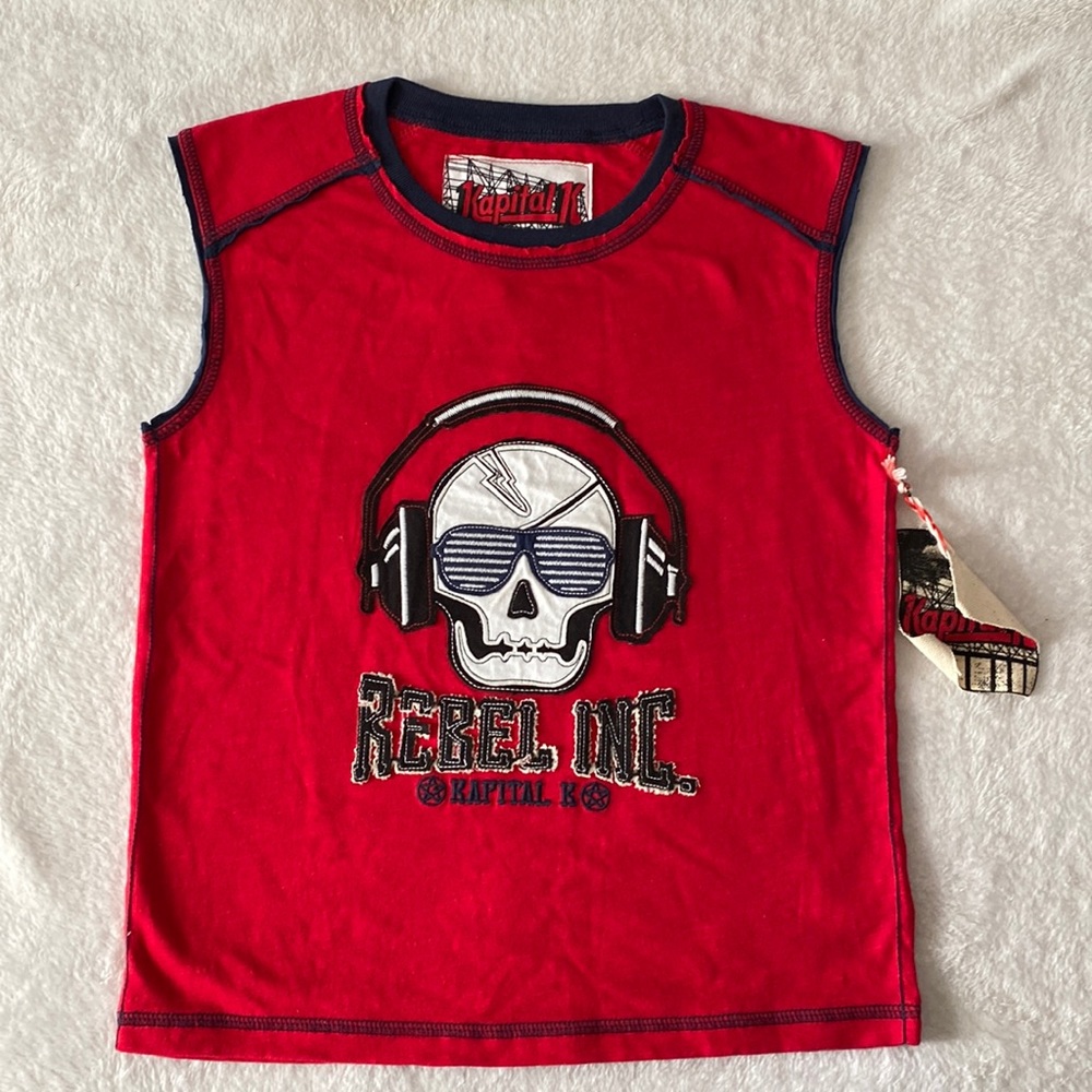 Kapital K red & black sleeveless shirt (size 7)